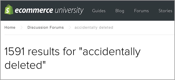 Shopify Forums accidentally deleted